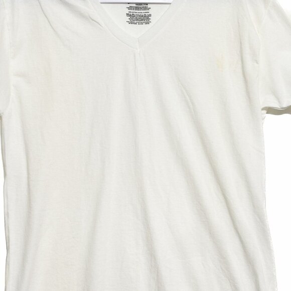 Hanes Mens White T-Shirt Solid Pure Cotton V-Neck Short Sleeve Pullover Size M - Picture 4 of 8